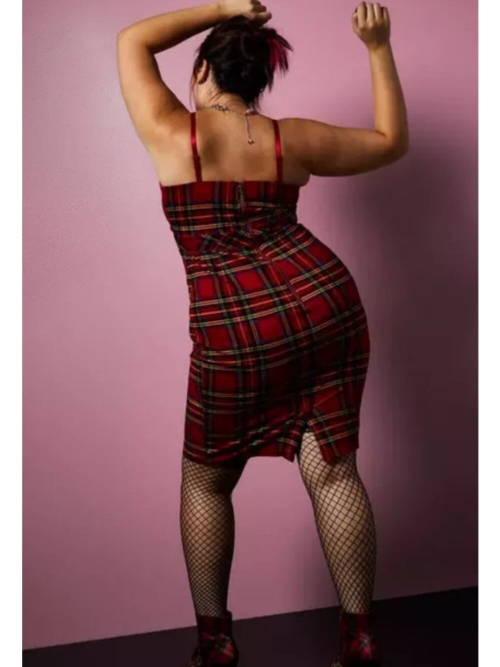 Torrid Betsey Johnson Red Tartan Plaid Ponte Dress 20 - Picture 4 of 12